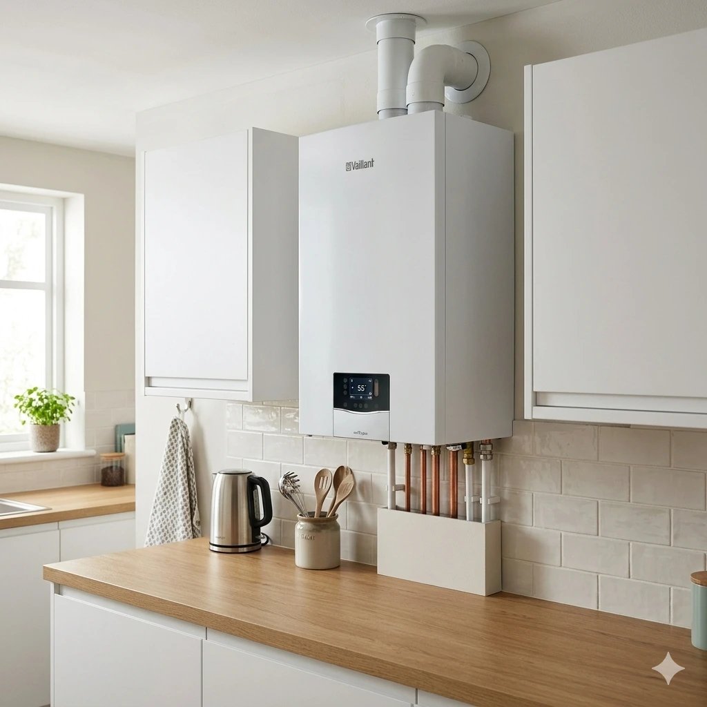 Kocioł w kuchni na ścianie